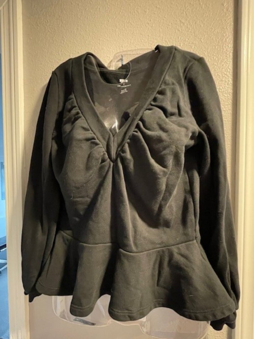 Maeve Deep V Neck Black Flutter Hem Sweater Sz M